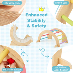 6 in 1 Kids Climbing Arch Playset wIth Removable Cushion and Stoppers-Multicolor