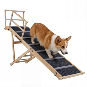 6-level Height Adjustable Foldable Dog Ramp for High Bed Couch-Dark Gray