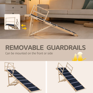 6-level Height Adjustable Foldable Dog Ramp for High Bed Couch-Dark Gray