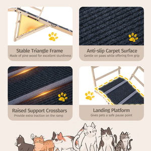 6-level Height Adjustable Foldable Dog Ramp for High Bed Couch-Dark Gray