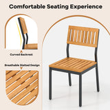 6 Pieces Outdoor Acacia Wood Dining Set with Bench and 2 Inches Umbrella Hole