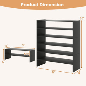 6-tier Shoe Rack with Anti-tipping Device for Entryway-Black