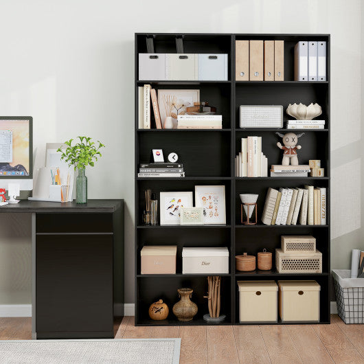 6-Tier Bookcase with 6 Open Shelves and Anti-Toppling Kits-Black