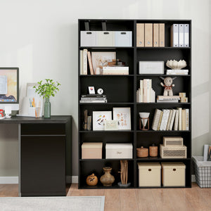 6-Tier Bookcase with 6 Open Shelves and Anti-Toppling Kits-Black
