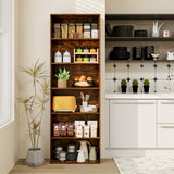 6-Tier Bookcase with 6 Open Shelves and Anti-Toppling Kits-Rustic Brown