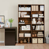 6-Tier Bookcase with 6 Open Shelves and Anti-Toppling Kits-Rustic Brown
