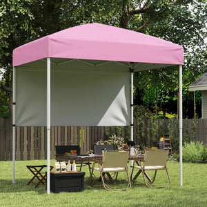 6 x 4 FT Pop-Up Canopy Tent with 1 Half Sidewall Easy Setup Folding Outdoor Sun Shelter-Pink