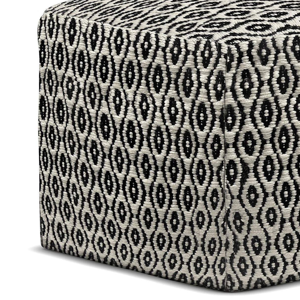 Kiana - Square Woven Outdoor / Indoor Pouf - Black / White by Couch.com