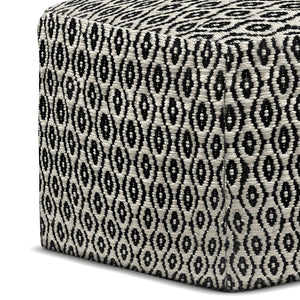 Kiana - Square Woven Outdoor / Indoor Pouf - Black / White by Couch.com