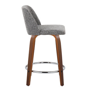 Toriano - Mid Century Modern Fixed Height Counter Stool With Swivel With Round Footrest (Set of 2) by Couch.com