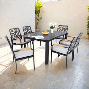 Outdoor Patio Furniture Dining Set With Sunbrella Fabric, Rectangular Table With Umbrella Hole by Couch.com