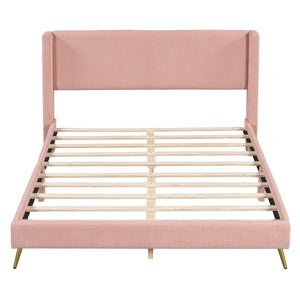 Platform Contemporary Bed With Legs And Upholstered Headboard by Couch.com