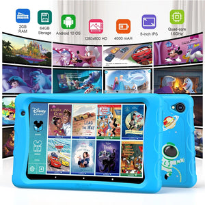 Contixo K80A - 8" Kids Tablet, 2025 Model, 80 FREE Disney eBooks, Educational Android Tablet for Ages 3-12, 32GB, Kid-Proof Case with Kickstand, Android 13 by Contixo
