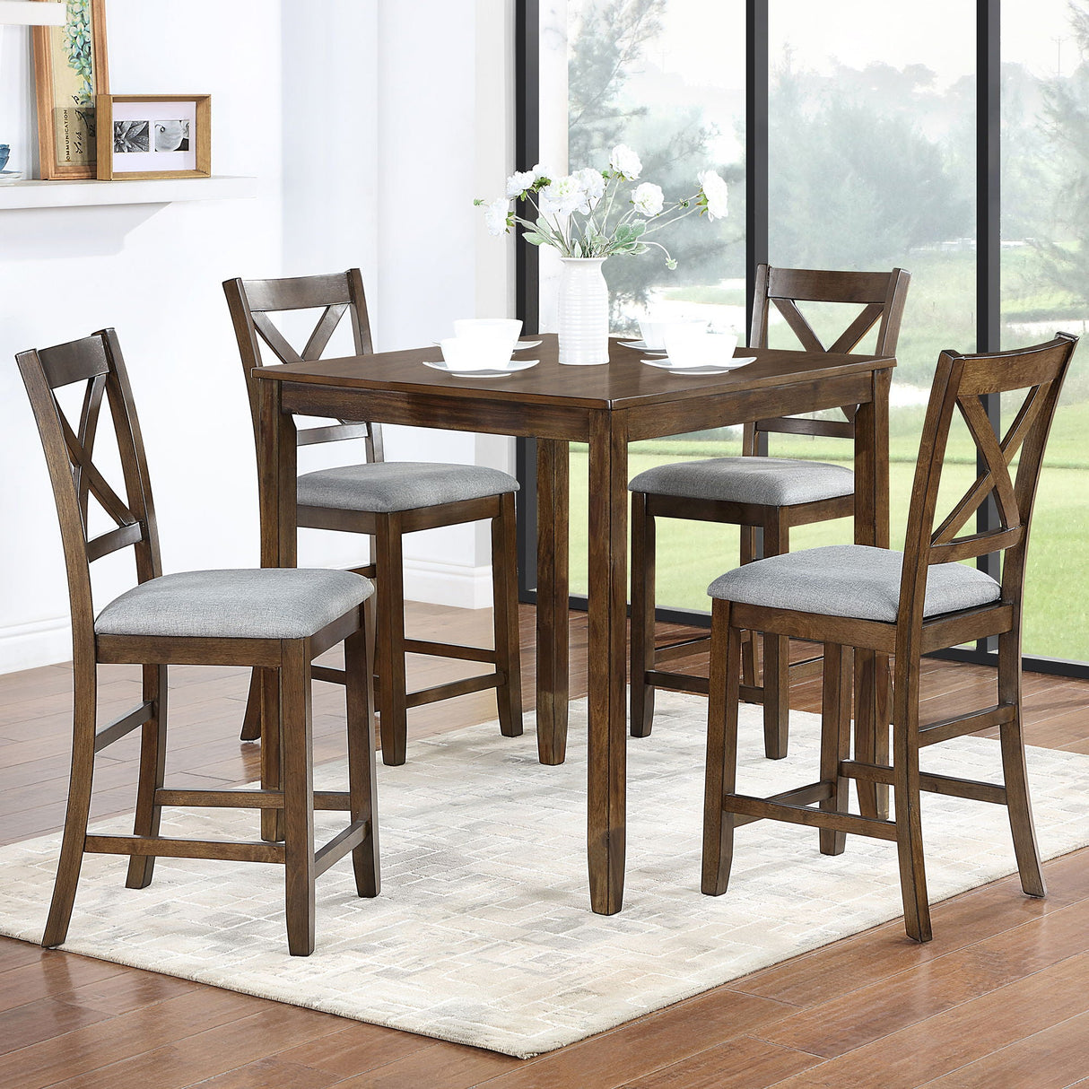 5 Piece Dining Table Set, Wooden Dining Square Table Set For 4 by Couch.com