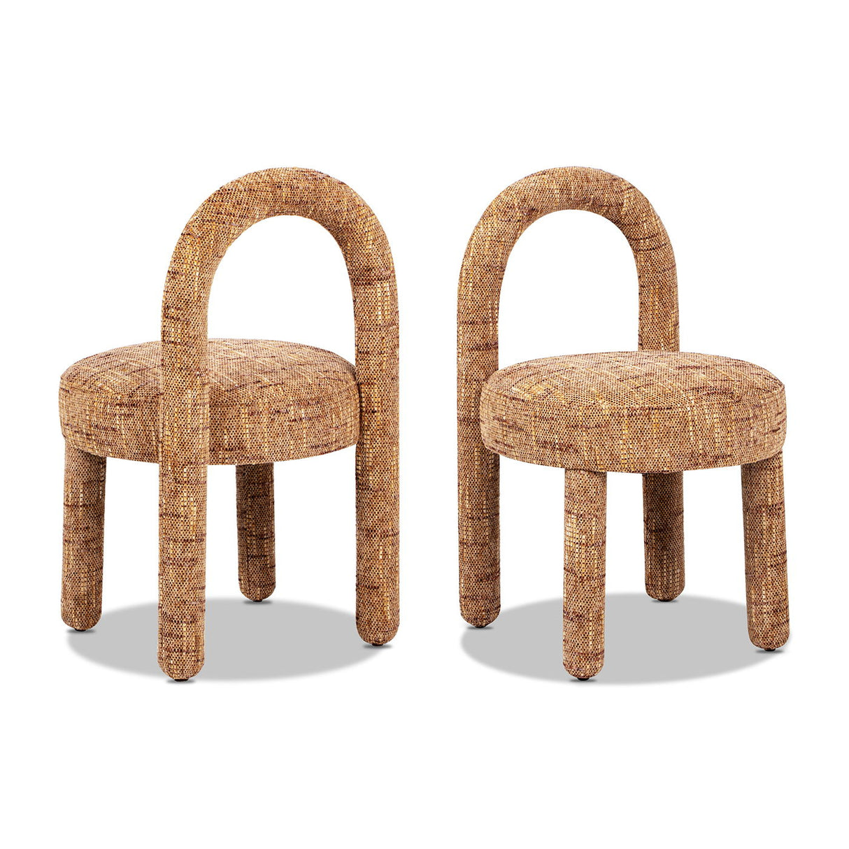 Penny - Round Arched Upholstered Dining Side Chair (Set of 2) - Golden Rust Orange by Couch.com