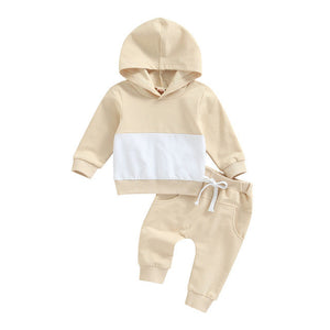 Boys Patchwork Hoodie Suit Fashion Casual