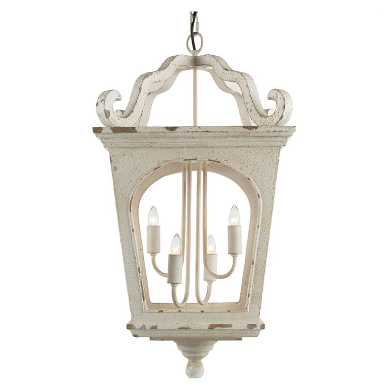 4 Light Wood Chandelier, Hanging Light Fixture With Adjustable Chain For Kitchen, Bulb Not Included - Cream White by Couch.com