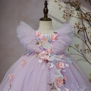 Children's Flower Super Fairy Tulle Tutu Skirt Feather Princess Dress
