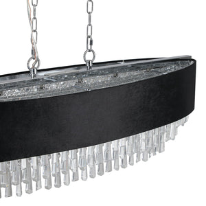 39' Modern Crystal Chandelier with Black Imitation Velvet Shade