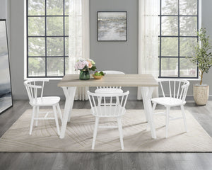 Roundhill - 5 Piece Dining Set, Dining Table With 4 Windsor Chairs - Brown / Antique White by Couch.com