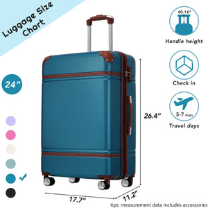 Hardshell Luggage With Tsa Lock, 24" Expandable Lightweight Suitcase With Spinner Wheels, Single Vintage Luggage by Couch.com