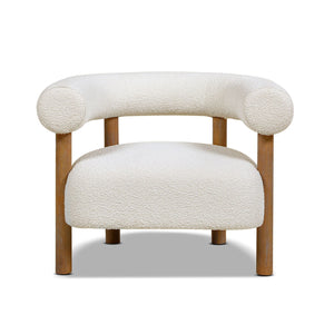 Couch.com Fuji Mid Century Modern Barrel Accent Arm Chair Ivory White, Modern Style, Fabric Construction, White Finish by Couch.com