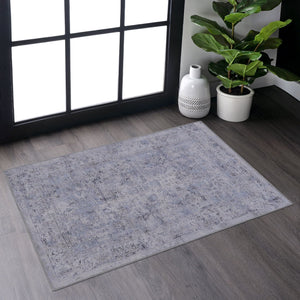 Maval - 2' X 3' Washable Area Rug - Blue / Cream by Couch.com