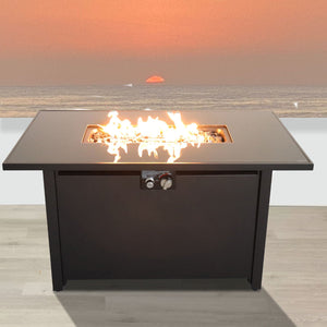 Outdoor Fire Pit Table Durable Construction With Lid - Black by Couch.com