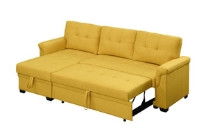 Lucca - Linen Reversible Sleeper Sectional Sofa With Storage Chaise by Couch.com