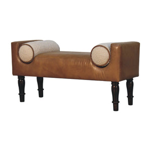 Couch.com Buffalo Chester Bench Walnut, Leather Construction, Light Brown Finish by Couch.com