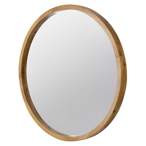 Wood Round Mirror, Farmhouse Decor Style Circle Wall Mirror For Living Room Bathroom Entryway - Brown by Couch.com