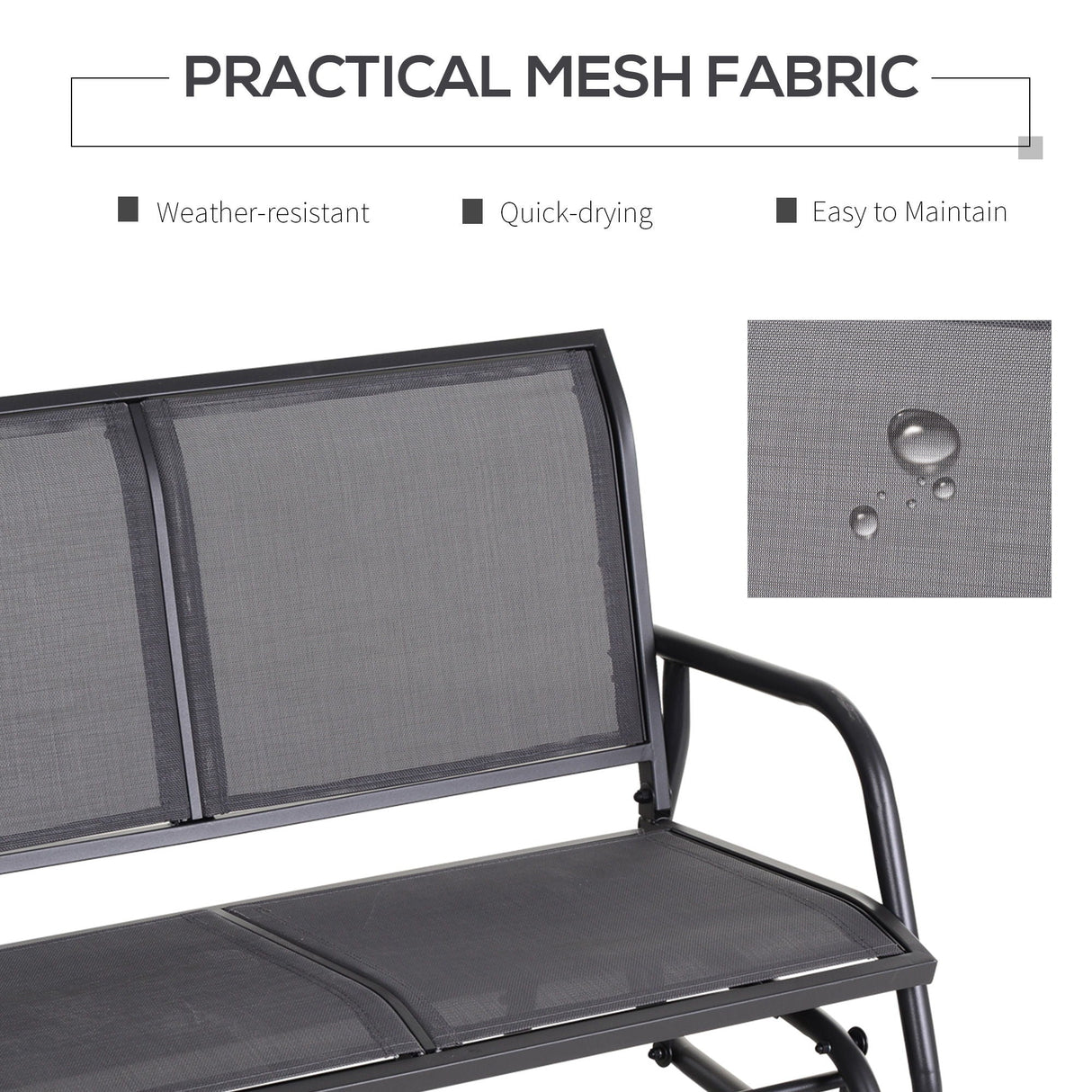 Outsunny - 2 Person Outdoor Glider Bench, Patio Double Swing Rocking Chair Loveseat With Powder Coated Steel Frame For Backyard Garden Porch - Gray by Couch.com