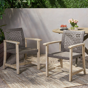 Outdoor Dining Chair Acacia Wood Frame (Set of 2)
