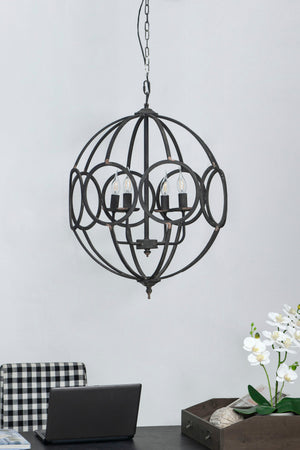 4 Light Metal Chandelier, Hanging Light Fixture With Adjustable Chain For Kitchen, Bulb Not Included - Black by Couch.com