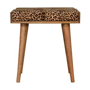 Couch.com Leopard Velvet Tray Style Footstool Brown Oak, Modern Style, Wood Construction, Light Brown Finish by Couch.com