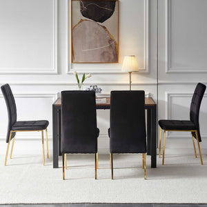5 Pieces Dining Set Including Velvet High Back Golden Color Legs Nordic Dining Chair & Creative Design Dining Table by Couch.com