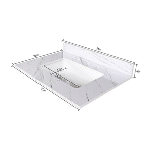 Bianco Carrara Venato Elegant Marble Vanity Top, Bathroom Vanity With Undermount Sink, Sintered Stone by Couch.com