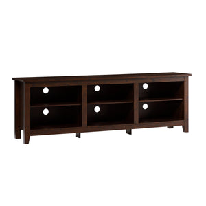 Modern Transitional 3 Shelf Open Storage 70" TV Stand For 80" TVs - Brown by Couch.com