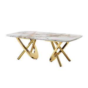 Contemporary Marble Pattern Top Table With Stainless Steel Base by Couch.com