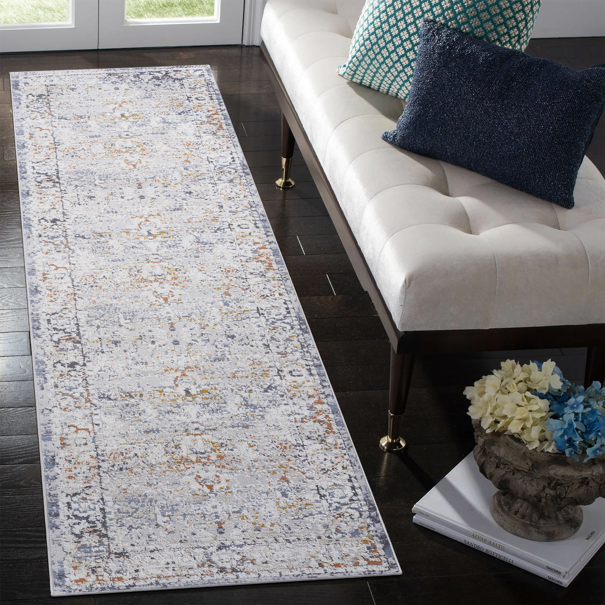 Payas - 2' X 8' Traditional Runner Rug - Ivory / Gray by Couch.com