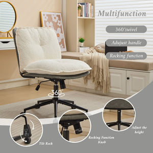 Oversize Seat Cirss Cross Chair With Wheels, Elegant Design Computer Chair, Adjustable Height 360 Degree Rolling Swivel Home Office Chair For Small Space, Dressing Room, Living Room by Couch.com