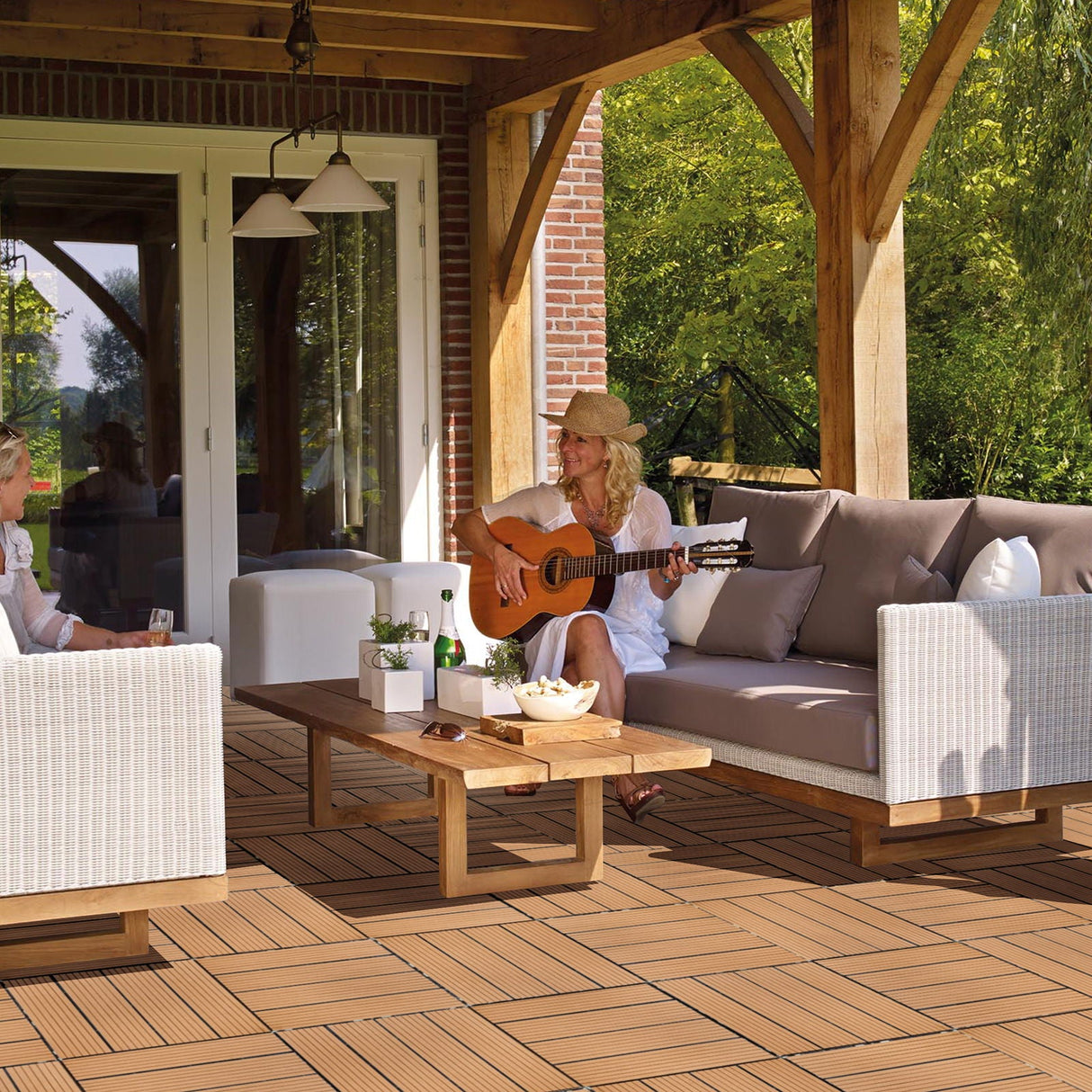 Plastic Interlocking Deck Tiles, Patio Flooring Outdoor Waterproof All Weather Use by Couch.com