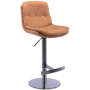 Swivel Bar Stool, Black Titanium Stainless Steel Base And Footrest, Grade, Faux Leather Bar Chair With Backrest by Couch.com
