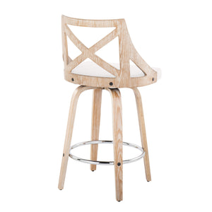 Charlotte - Farmhouse Fixed Height Counter Stool With Swivel And Round Footrest (Set of 2) by Couch.com