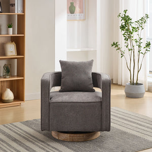 Swivel Accent Open Back Barrel Chair With Weathered Base by Couch.com