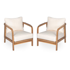 Outdoor Lounge Chair With Woven Backrest and Solid Wood Frame