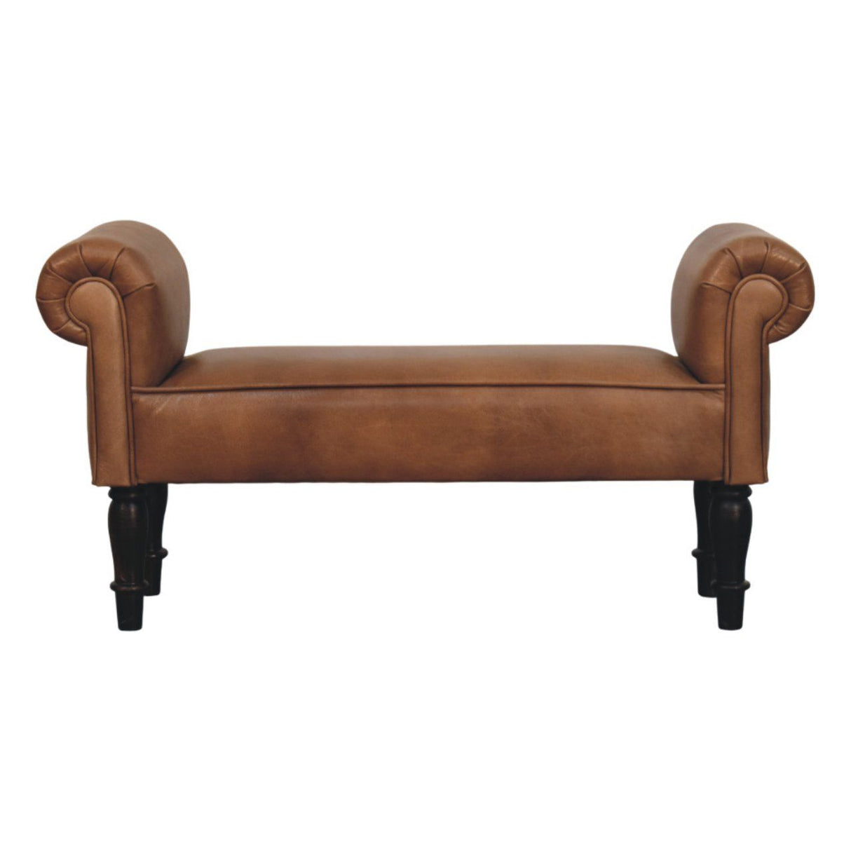 Buffalo - Leather Rolled Arms Bench - Brown by Couch.com