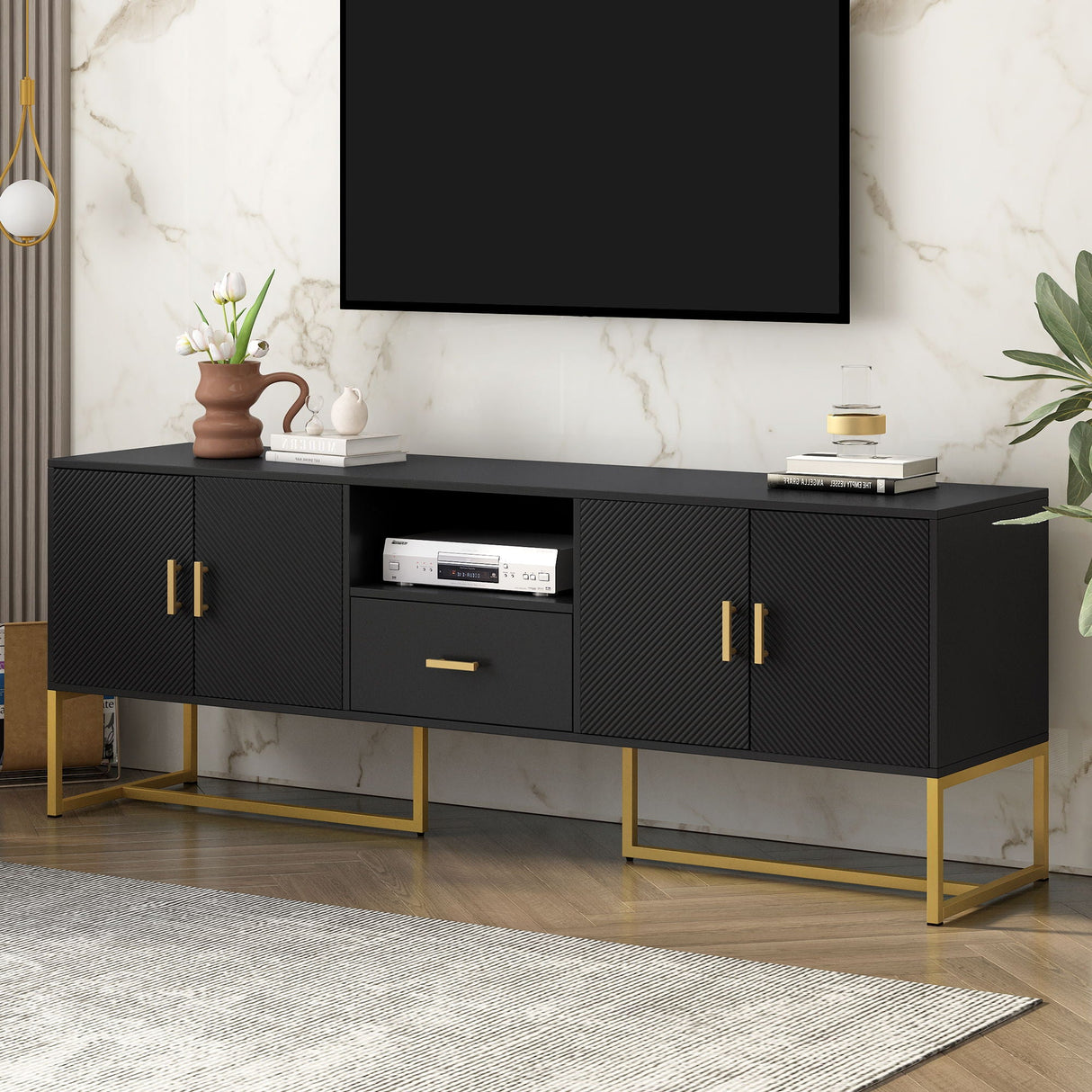 TV Cabinet With 1 Drawer, 2 Cabinets, Handles And Anti-Tip Device by Couch.com