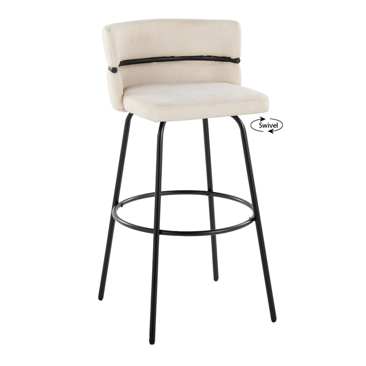 Cinch - Glam / Art Deco Fixed Height Barstool With Swivel & Round Footrest (Set of 2) by Couch.com