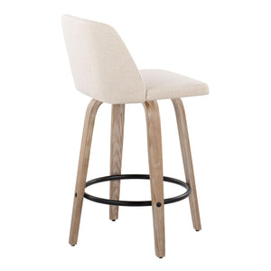 Toriano - Contemporary Fixed-Height Counter Stool & Swivel With Round Footrest (Set of 2) by Couch.com
